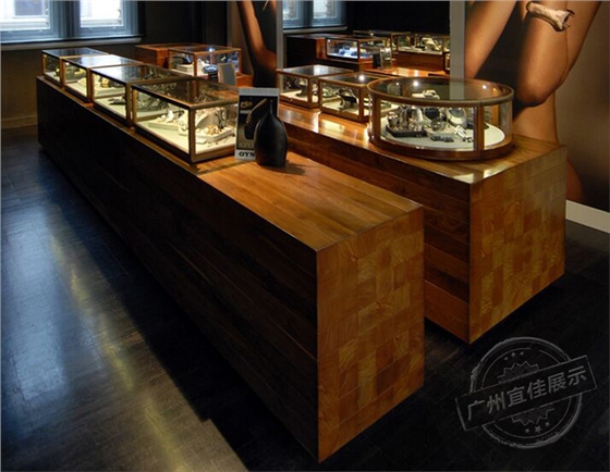 鐵木結(jié)合珠寶展柜訂制